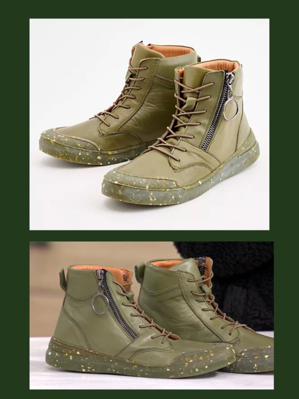 Sheridan Mia Leather Side-Zip Ankle Boots - Alba Olive NIB Sz 7.5